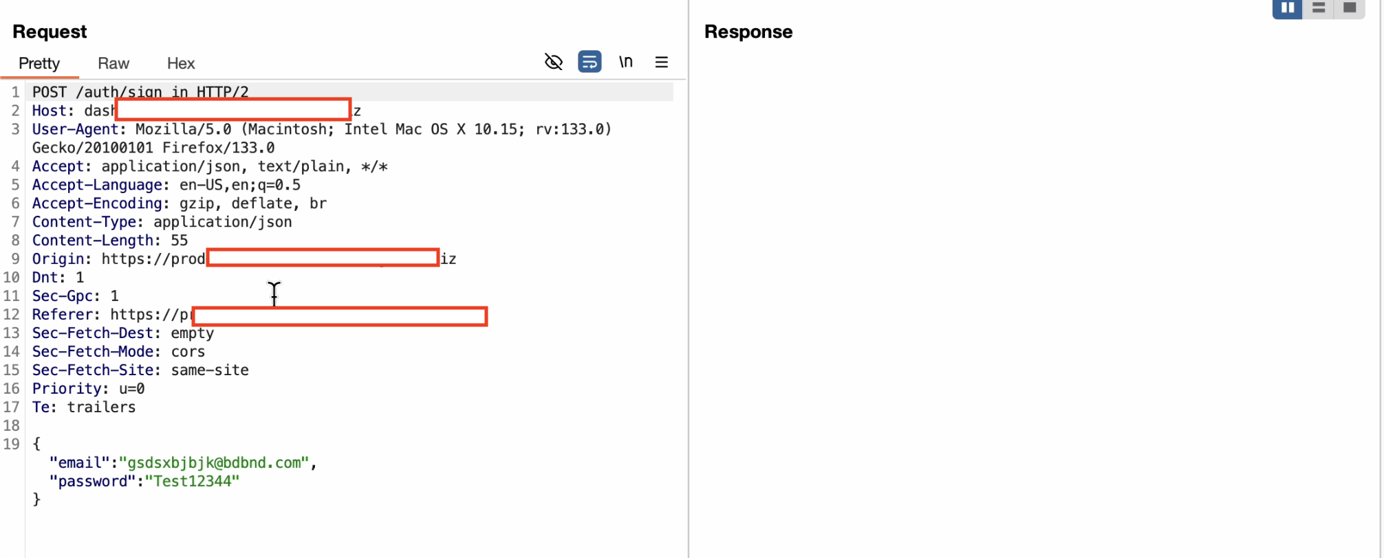 Intercepted sign-in request in proxy tool